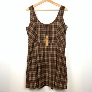 NWT Disturbia Dress Mirela Check Pinafore Mini Sz 8  Sleeveless Grunge Punk NEW